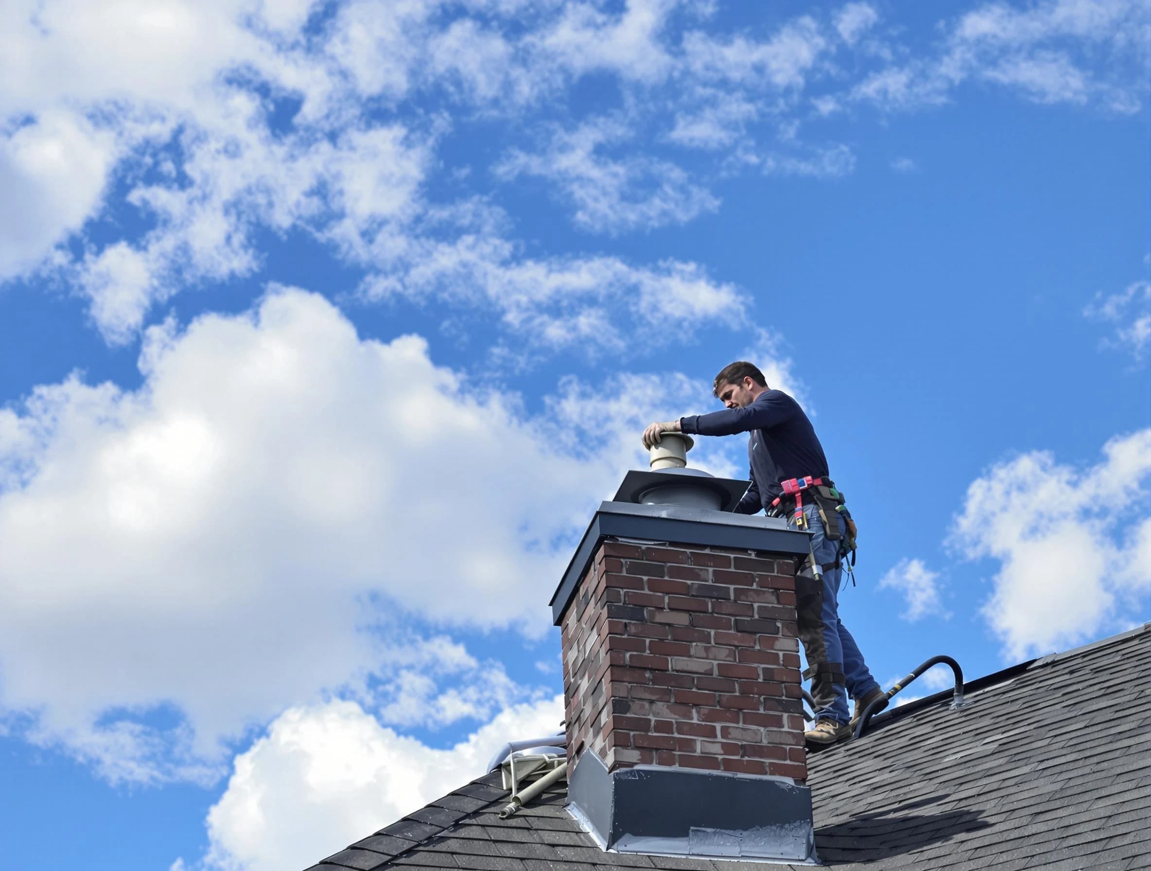Tecumseh Chimney Sweep installing a sturdy chimney cap in Tecumseh, OK