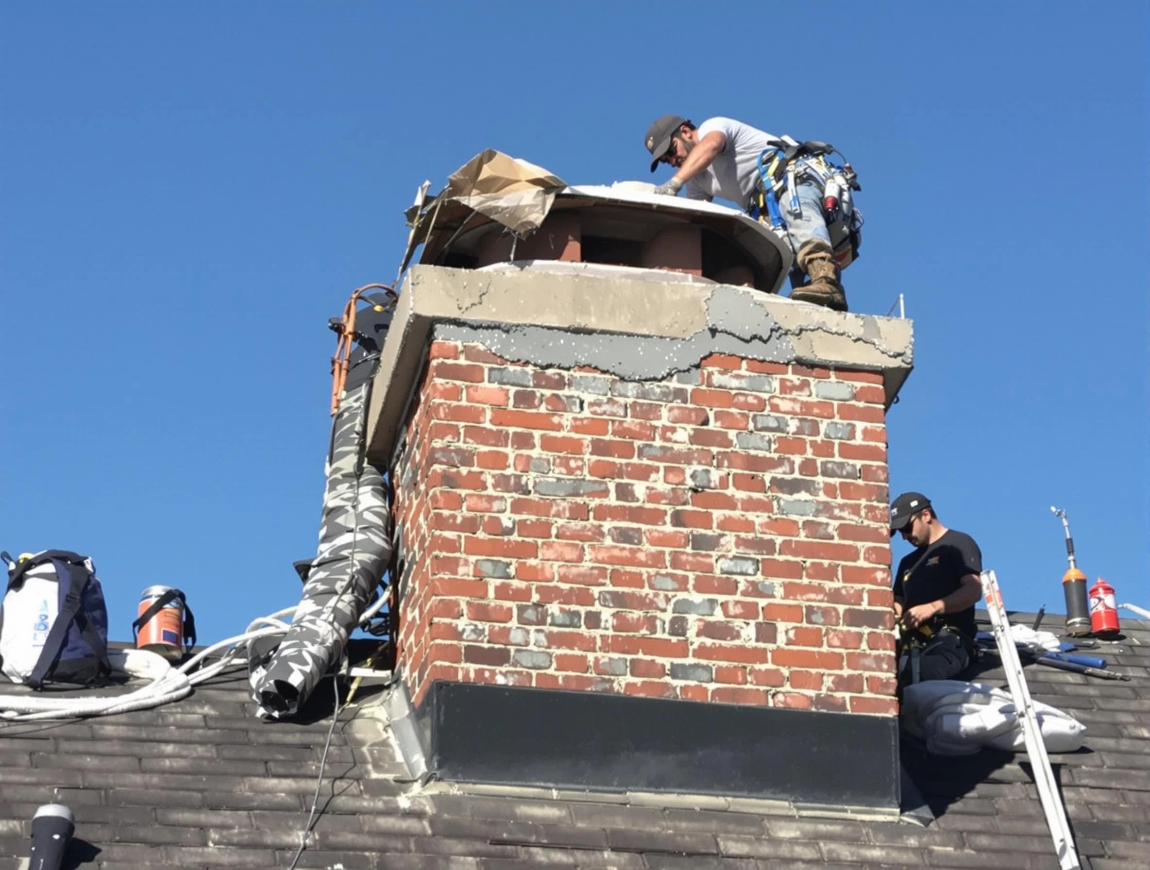 Tecumseh Chimney Sweep installing a custom chimney crown in Tecumseh, OK