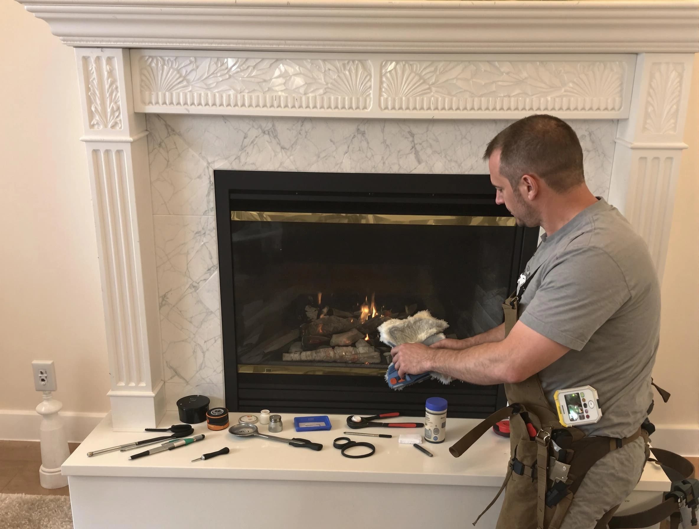 Tecumseh Chimney Sweep performing fireplace maintenance in Tecumseh, OK
