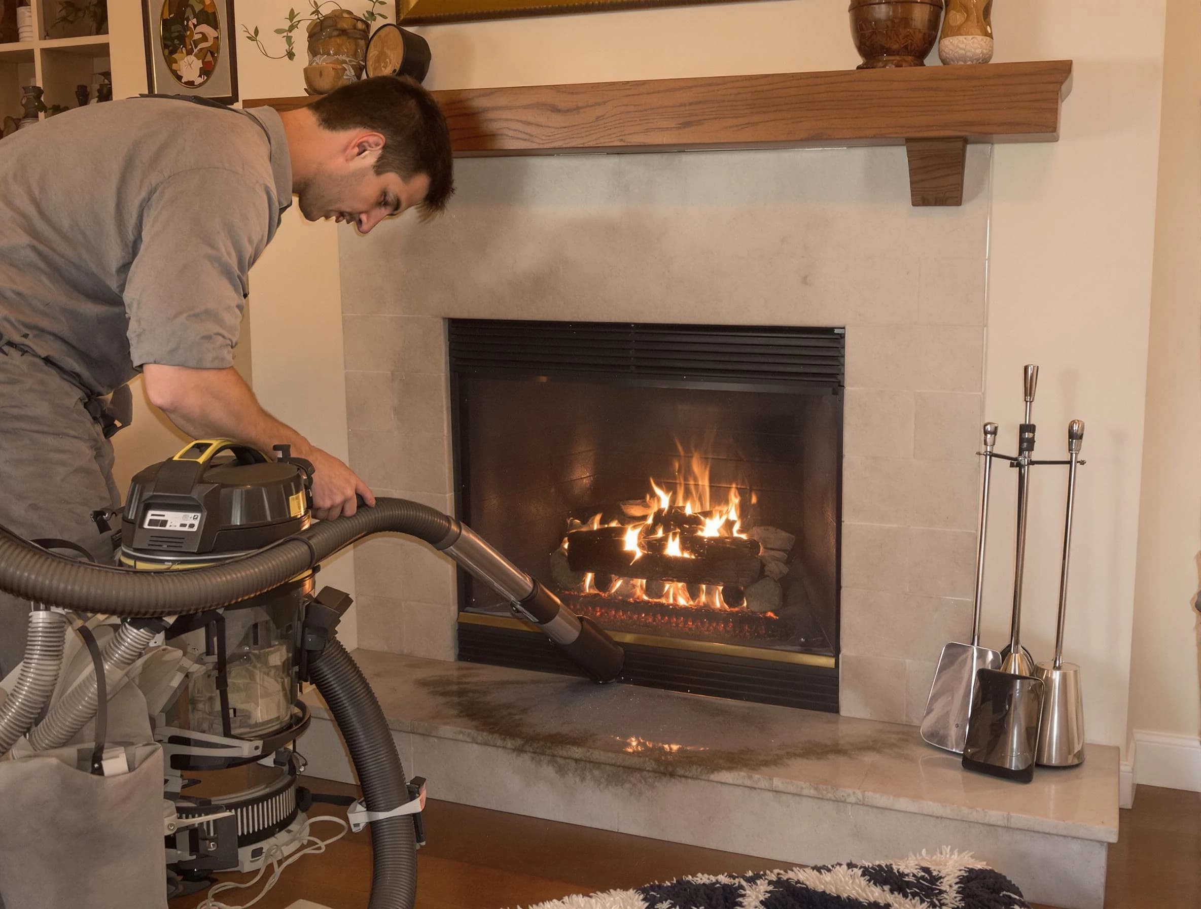 Routine fireplace upkeep by Tecumseh Chimney Sweep in Tecumseh, OK