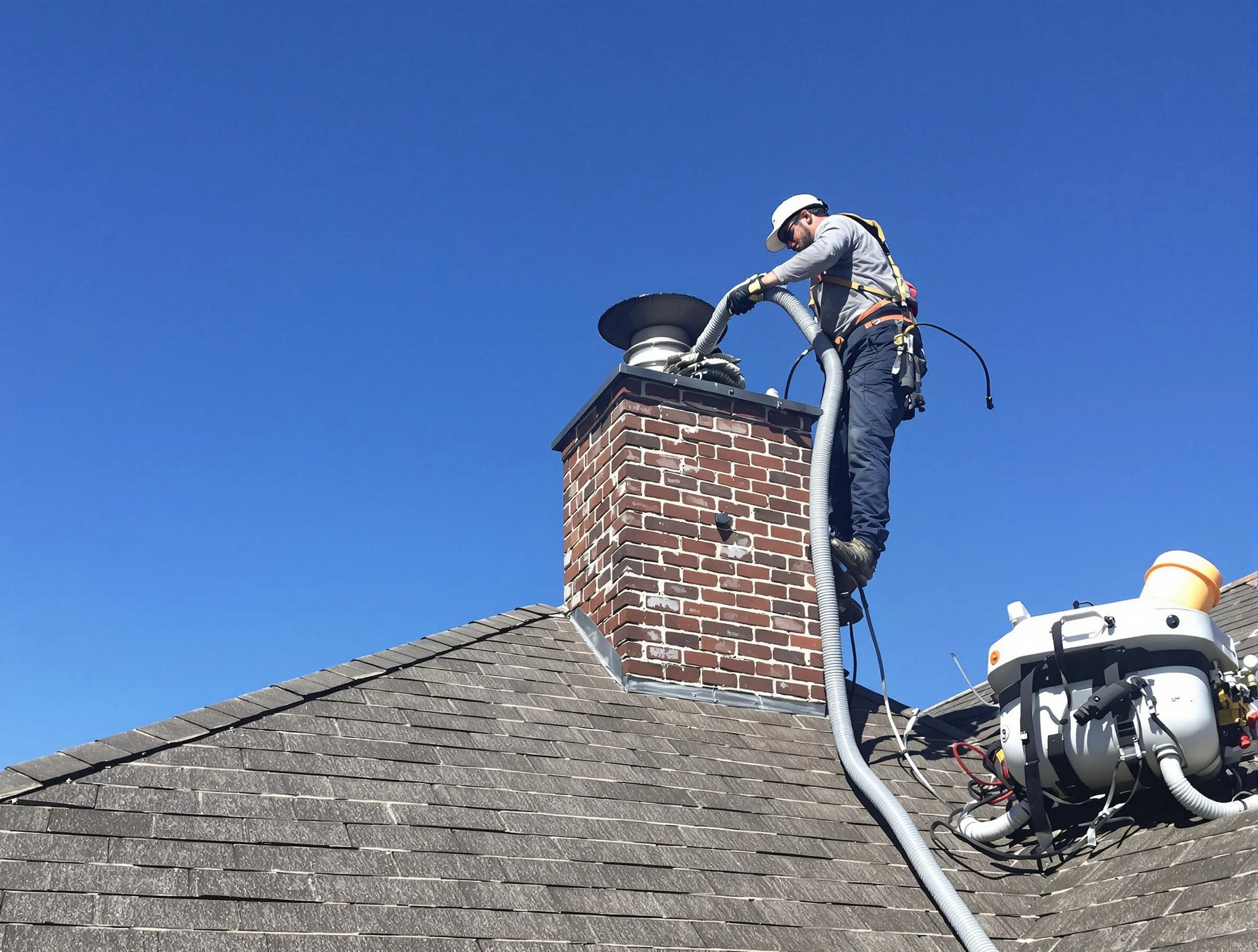 Dedicated Tecumseh Chimney Sweep team member cleaning a chimney in Tecumseh, OK