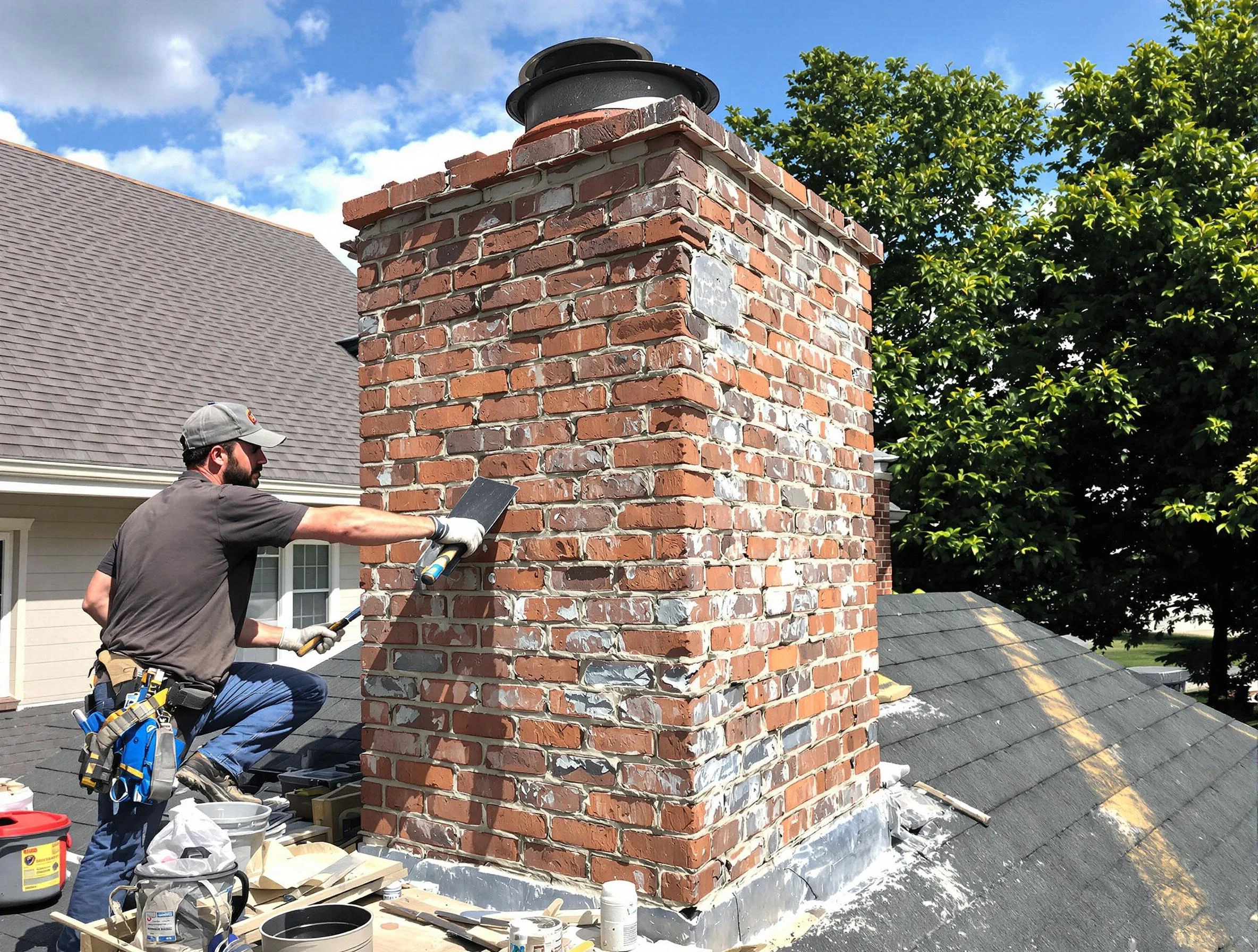 Completed chimney rebuild by Tecumseh Chimney Sweep in Tecumseh, OK
