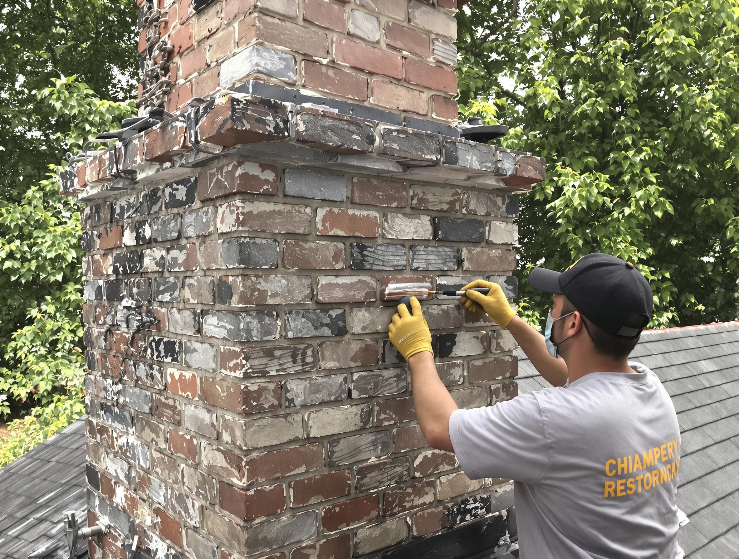 In-progress chimney restoration by Tecumseh Chimney Sweep in Tecumseh, OK